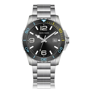 ODM Factory Custom Blue Luminous Luxury Stainless Steel Waterproof Mechanical Watch Custom Automatic Watches for Citizen