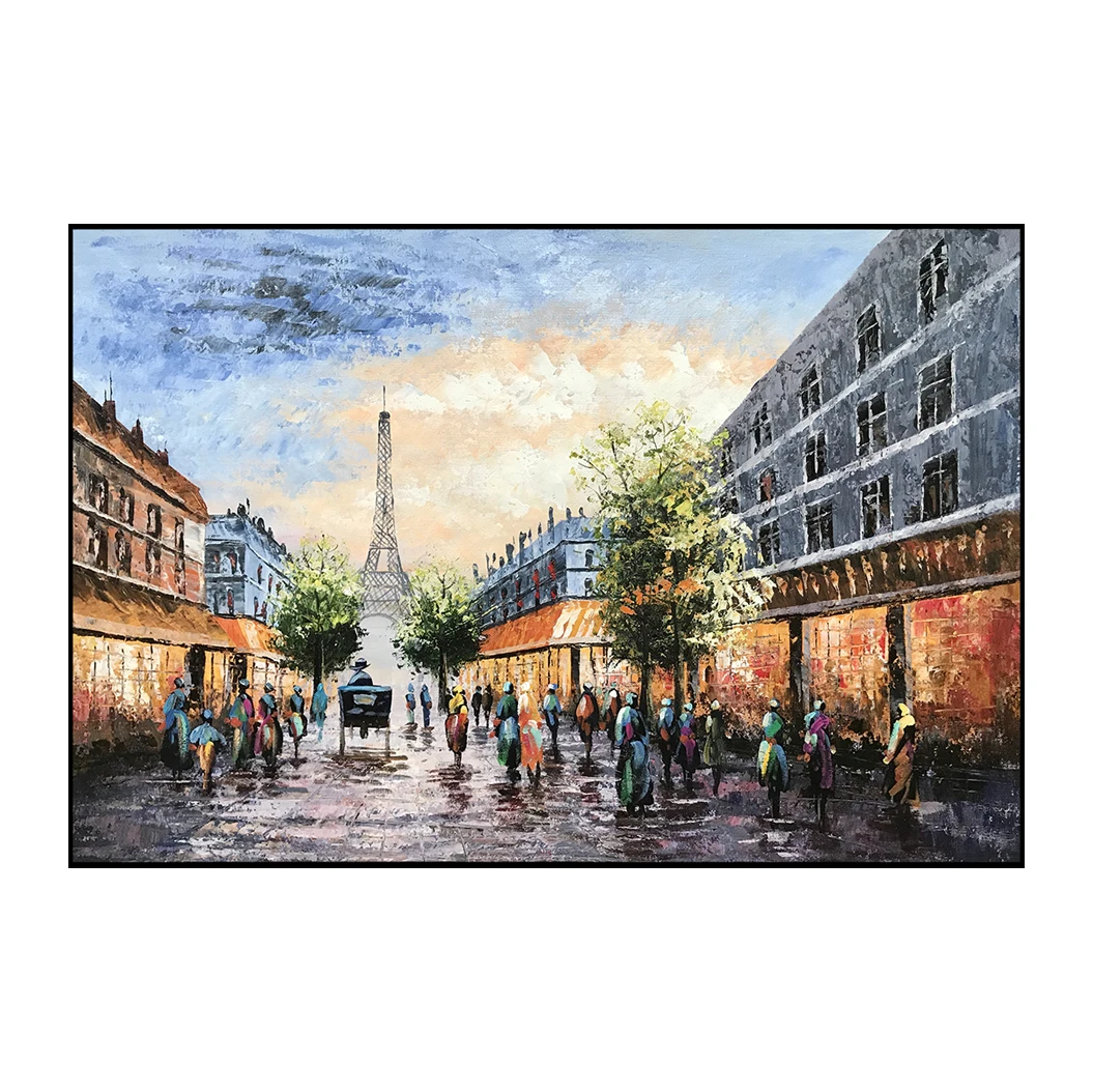 Paris Street View Eiffel Tower Landscape Print Painting Custom Style Home Hotel Model Room Hanging Picture