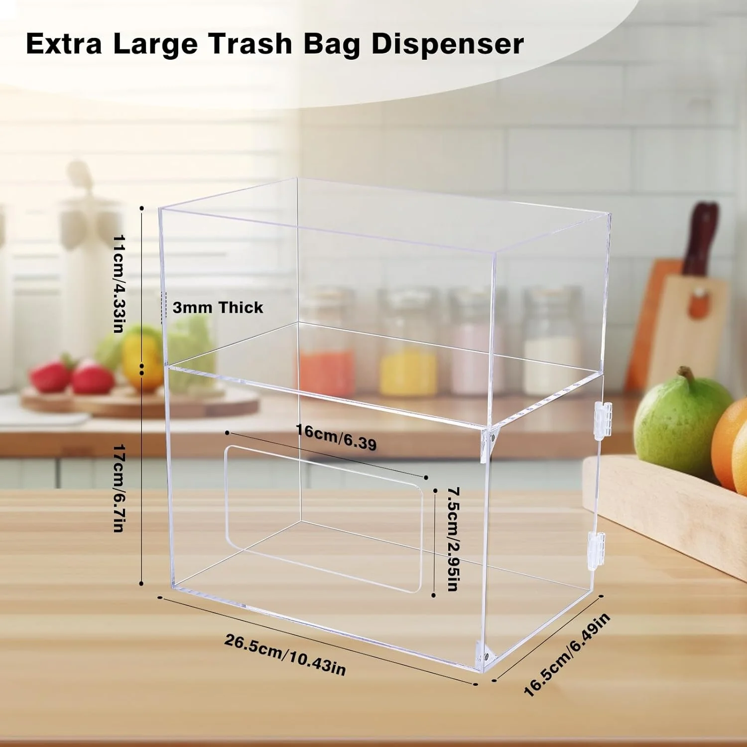 Clear Acrylic Trash Bag Dispenser 2 in 1 Extra Large Kitchen 