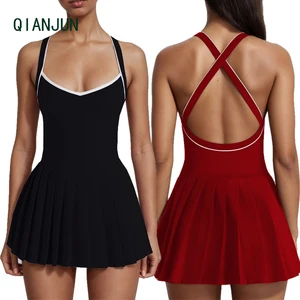 Women Tennis Dress Active Wear Outdoor Sport  Athleisure Clothes Volleyball Pilates Fitness Training Yoga Set