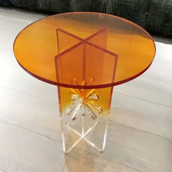 Acrylic small side table Orange mixed white coffee table