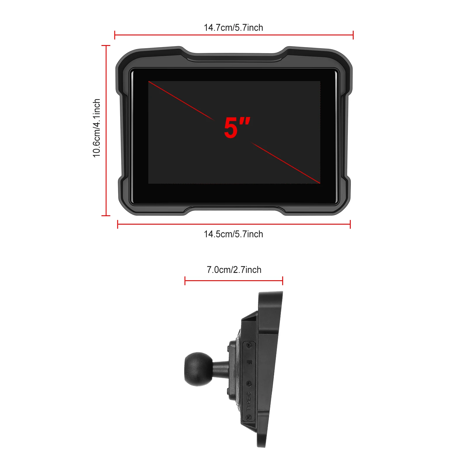 android auto monitor ip67 waterproof for motorcycle support airplay android cast bt a3910-13