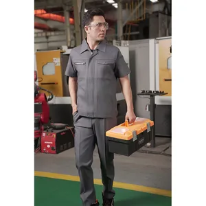 High Quality Summer Short-Sleeved Workwear Men'S Work Clothes Shirt Wear-Resistant Work Uniform  Top