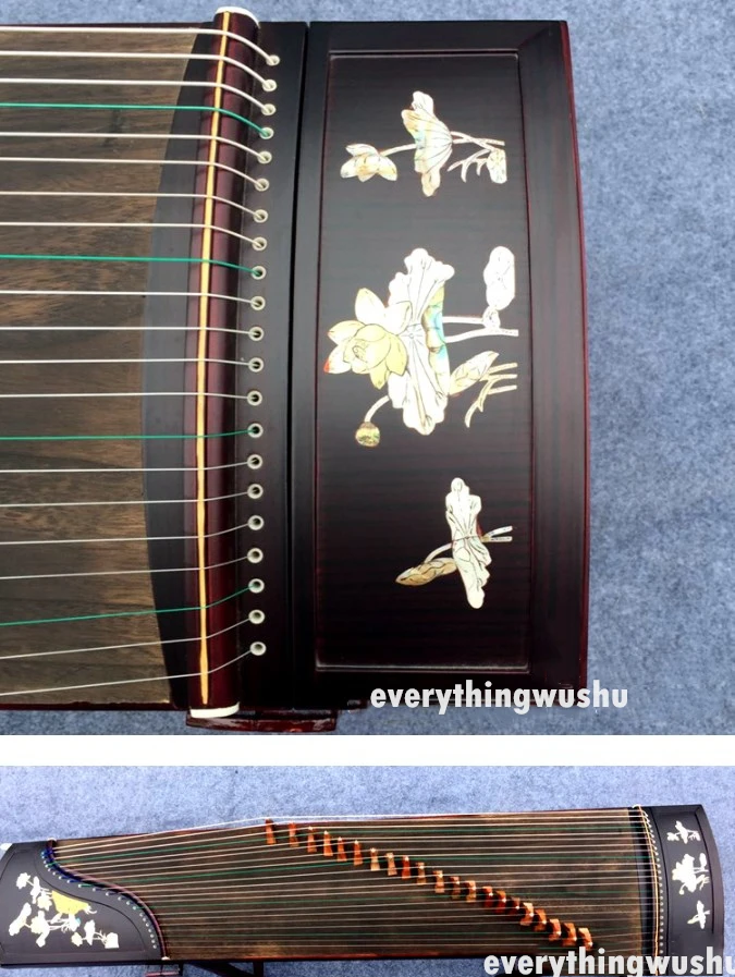 Traditional Shell Engraved Guzheng Chinese Yangzhou Guzheng 21 Strings
