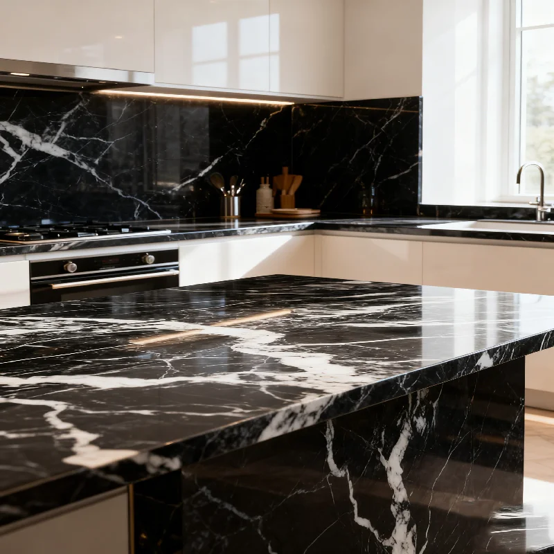 Nero Marquina Black Marble Countertops Modern Hotel Black Marble Countertops Vanity Tops & Table Tops Marble Design