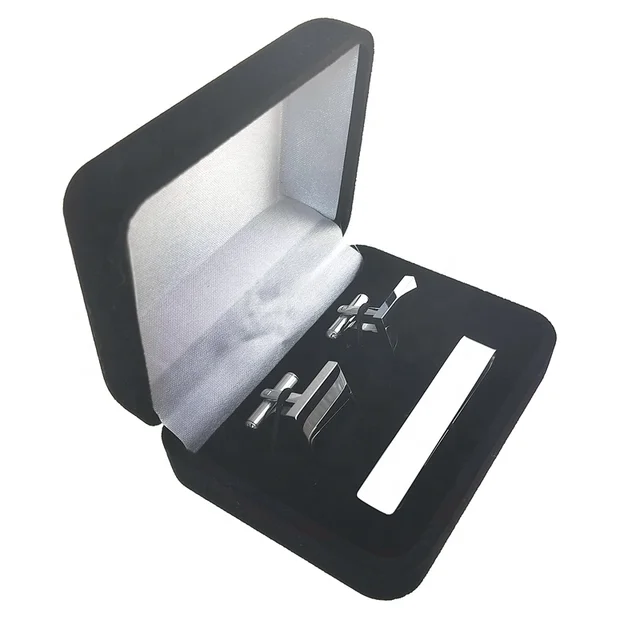 cufflink man  and tie clip gift box Cheap stainless steel  custom logo blank cufflinks