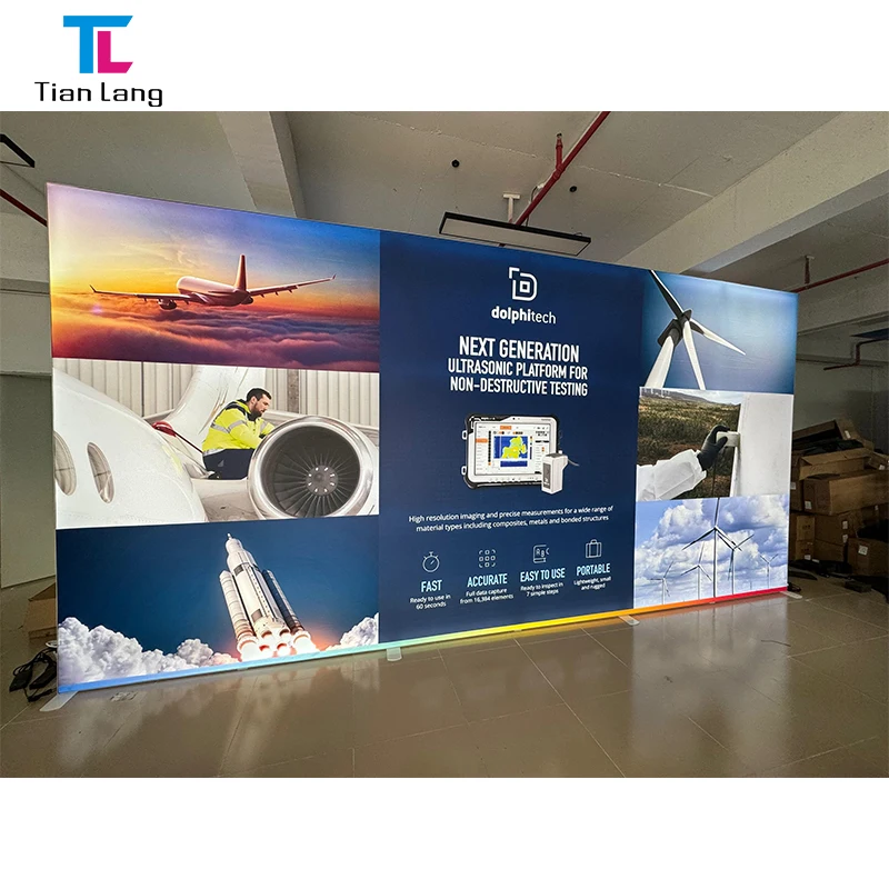 TianLang Advertising Light Boxes Led Portable Tradeshow Fabric Double Side Light Box Free Standing Advertising Light Boxes