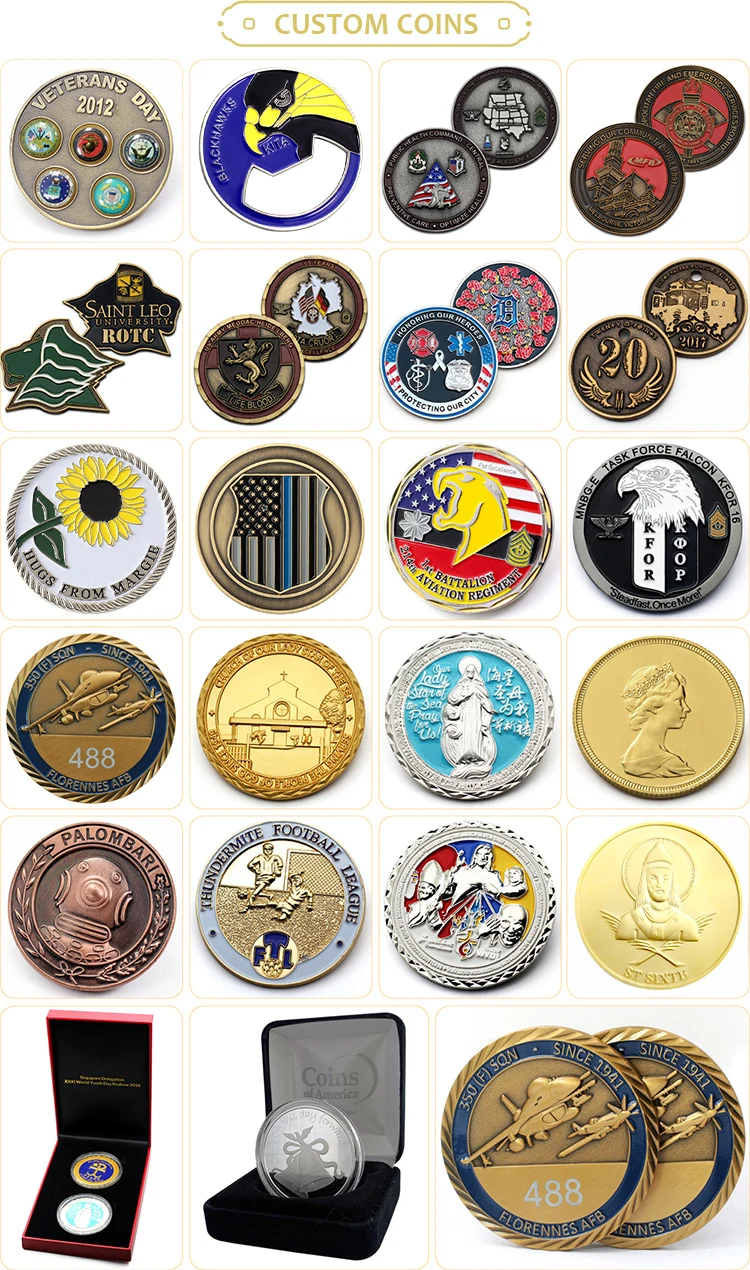 Custom Made Gold 3D Metal 24K Gold Plated Coins Wholesale