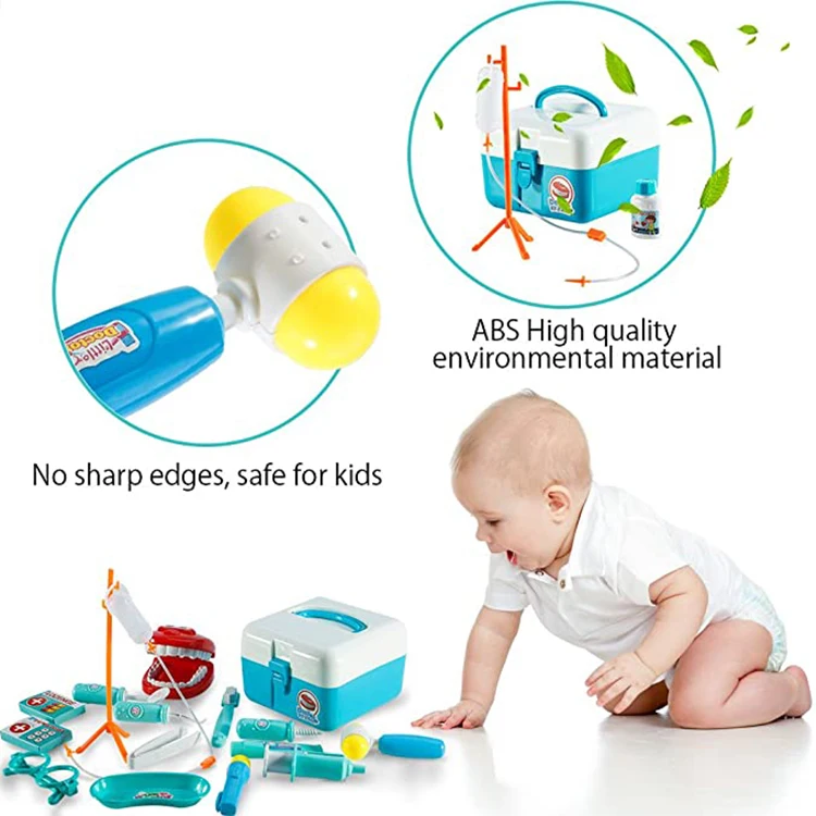 Детский набор доктора 23 шт. за, Детские комплекты одежды, состоящие из деревянный ролевые игры комплект игры для мальчиков и девочек, красный медицинский стоматологический медицинский ящик для матерчатые мешки