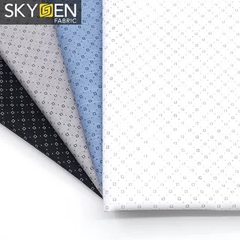 Skygen white black bule lightweight plain woven 72% polyester 25% viscose 3% spandex poplin elastane fabric