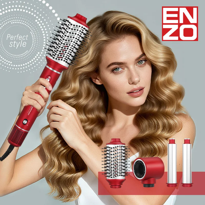 ENZO EN-6225 Rotating Hot Air Brush Curler & Straightener - High