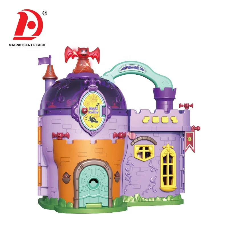 HUADA 2023 Halloween Miniature Doll Kids DIY Magic House Academy of Wizard Toy Gifts With Music