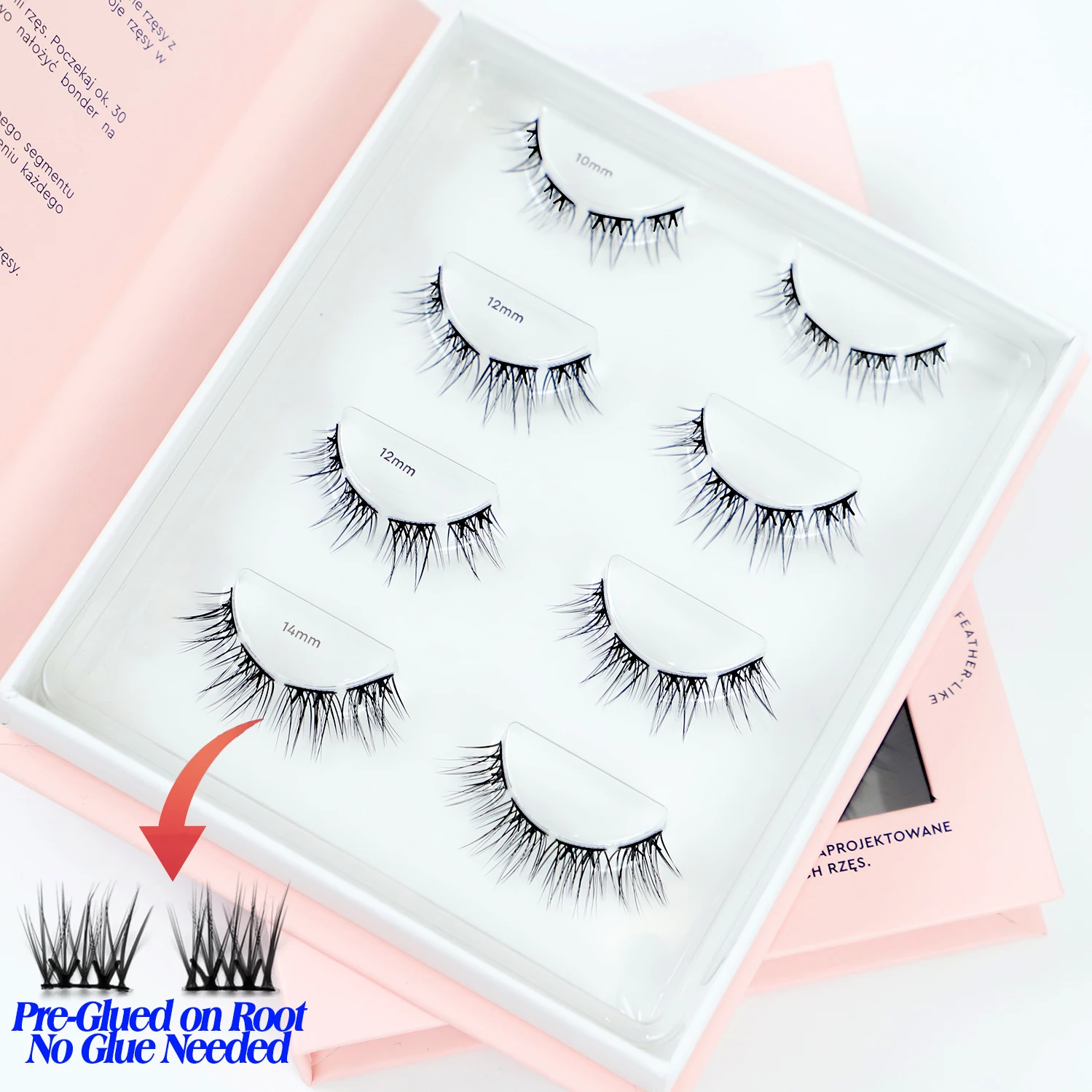 Eyelash Cluster Pre Glued Eye Lash Strips Box Packaging Cut Into Cluster Pre CutGlued Strip Lashes Kit