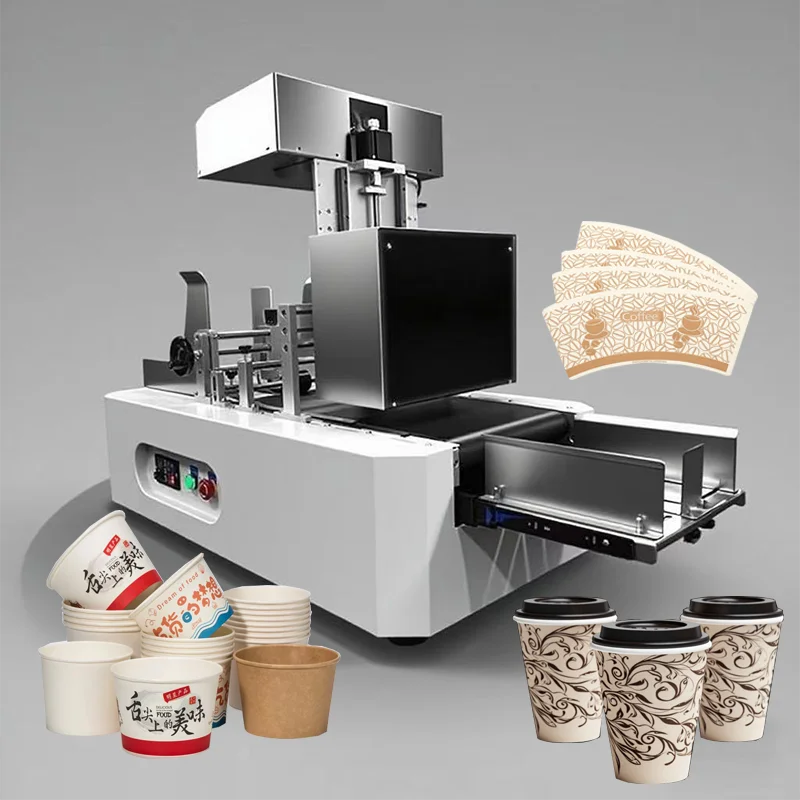 Kichik hajmli, ish stolidagi, raqamli mini bitta pass bosib chiqarish printeri, stakan, ventilyator, kofe stakani, qog'oz sumka, sovun qog'oz, kraft qog'ozni bosib chiqarish uchun