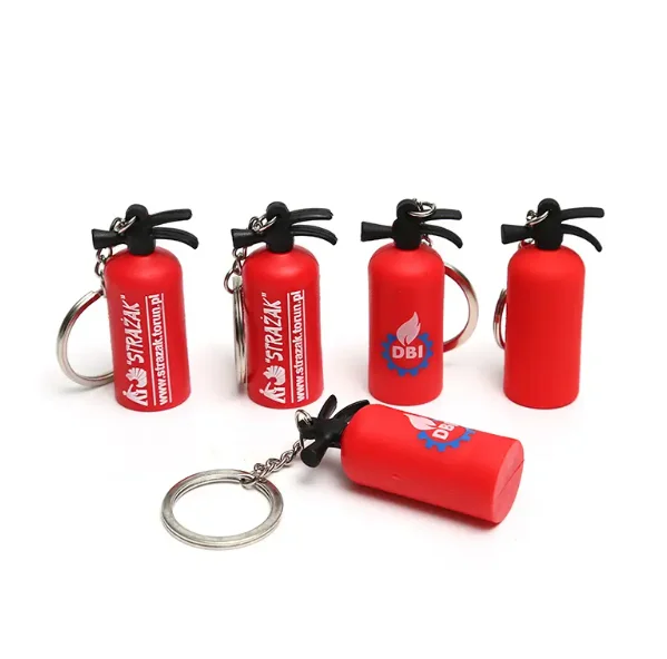 Custom Pvc Rubber Silicone Logo 3d Shape Key Chains Keyring Fire Extinguisher Mode Rubber