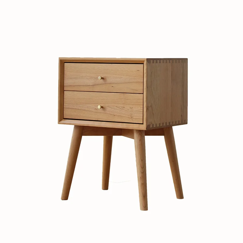 small natural wood nightstand