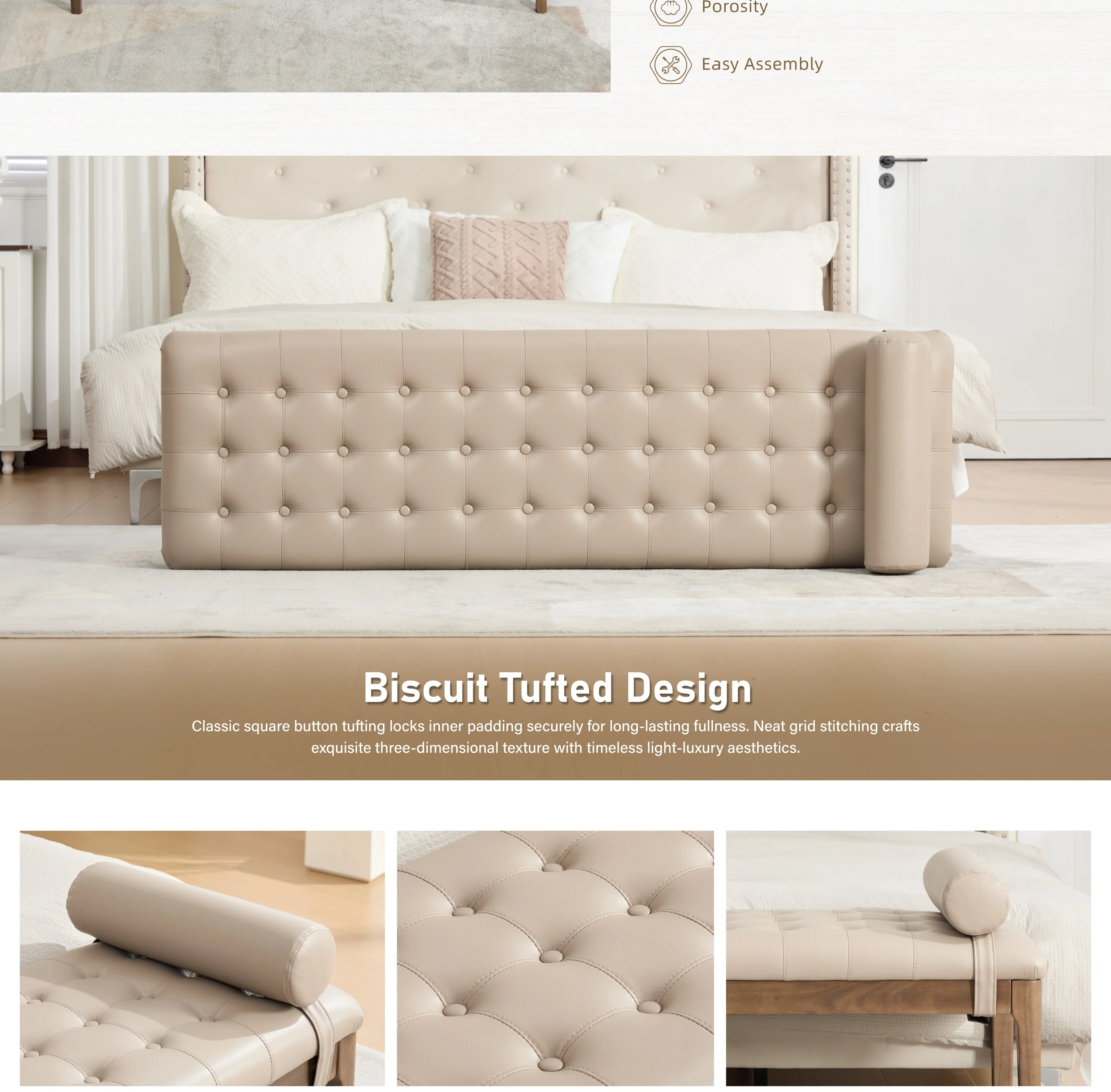 Elvarenae Varenne Tufted Accent Bench — product detail