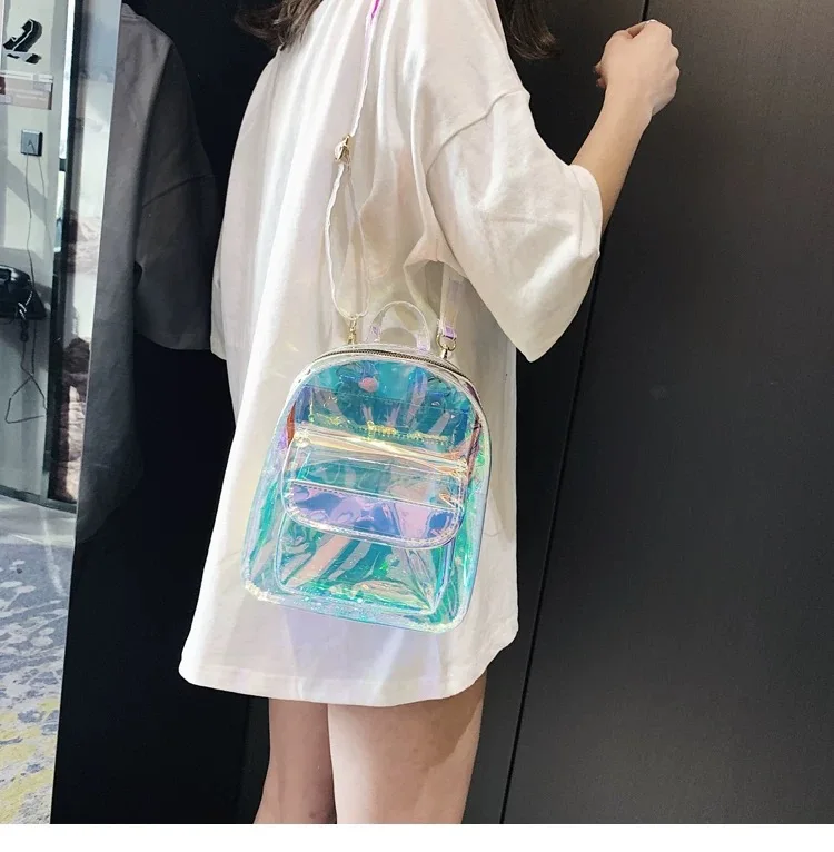 Bolsa de plástico transparente con purpurina para niños, Mochila