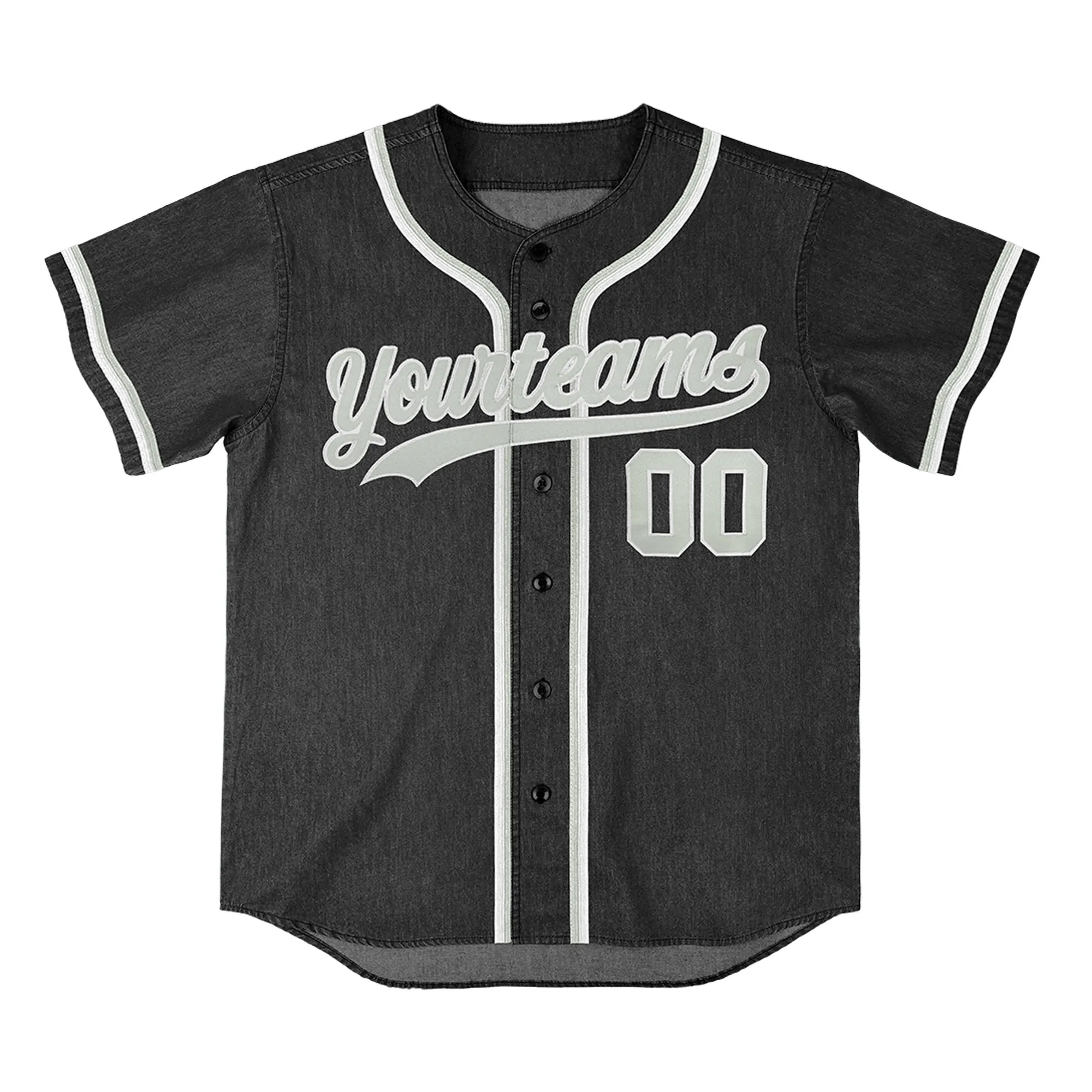 Wholesale Plus Size Personalized Denim Baseball Jersey Stitched 