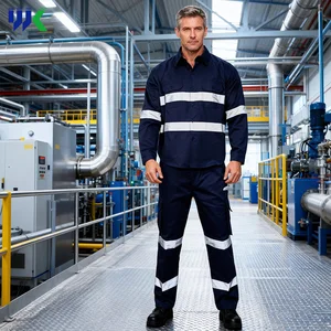Breathable Durable Polyester Cotton Reflective Work Suits Construction High Visibility Work Wear for Factory