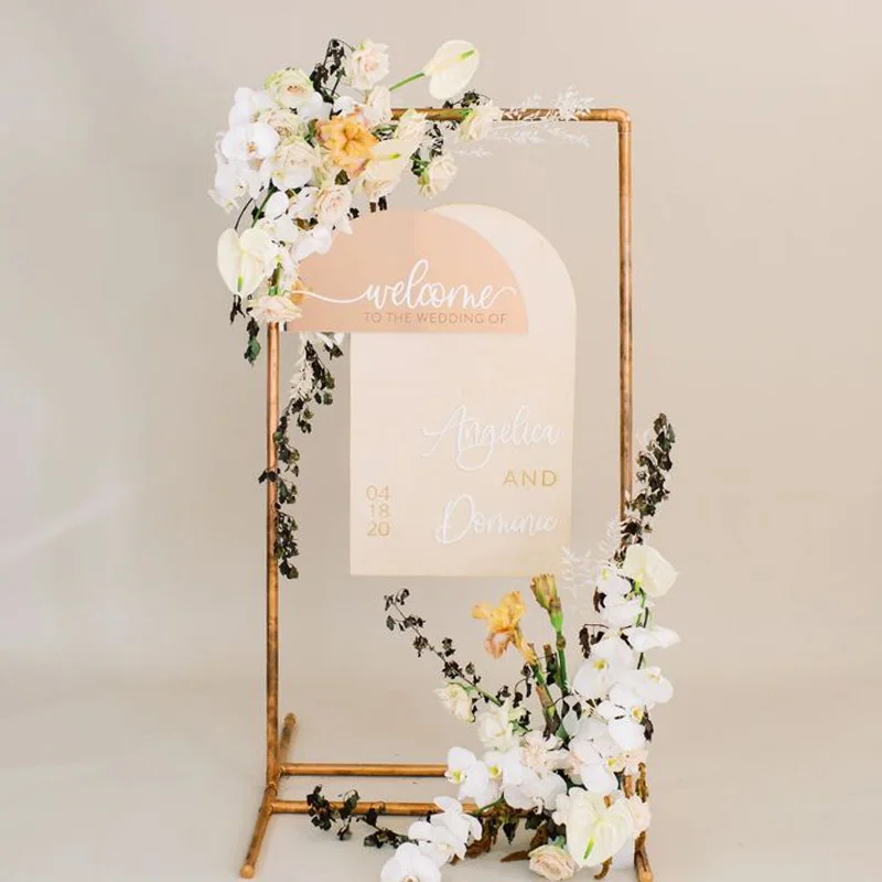 Custom Metal Frame Welcome Stand Sign Wedding Ceremony Welcome Sign Stand for Reception