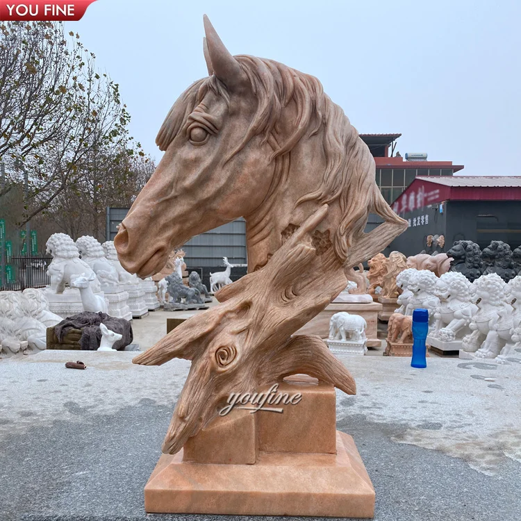 escultura em mármore maciço de cabeça de cavalo inspirada em peças de xadrez  – indonésia - 0,40m (a)