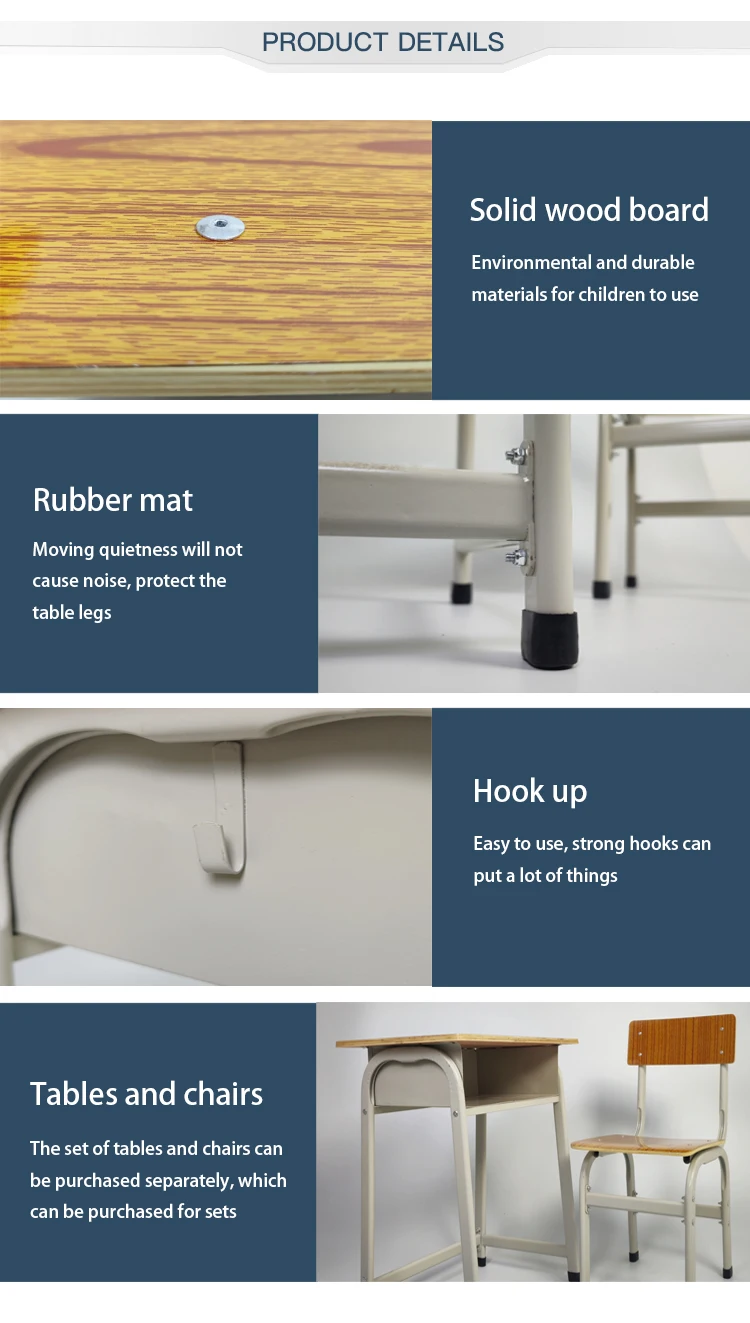 Wholesale Cheap Classroom Single Student School Desk And Chair Table