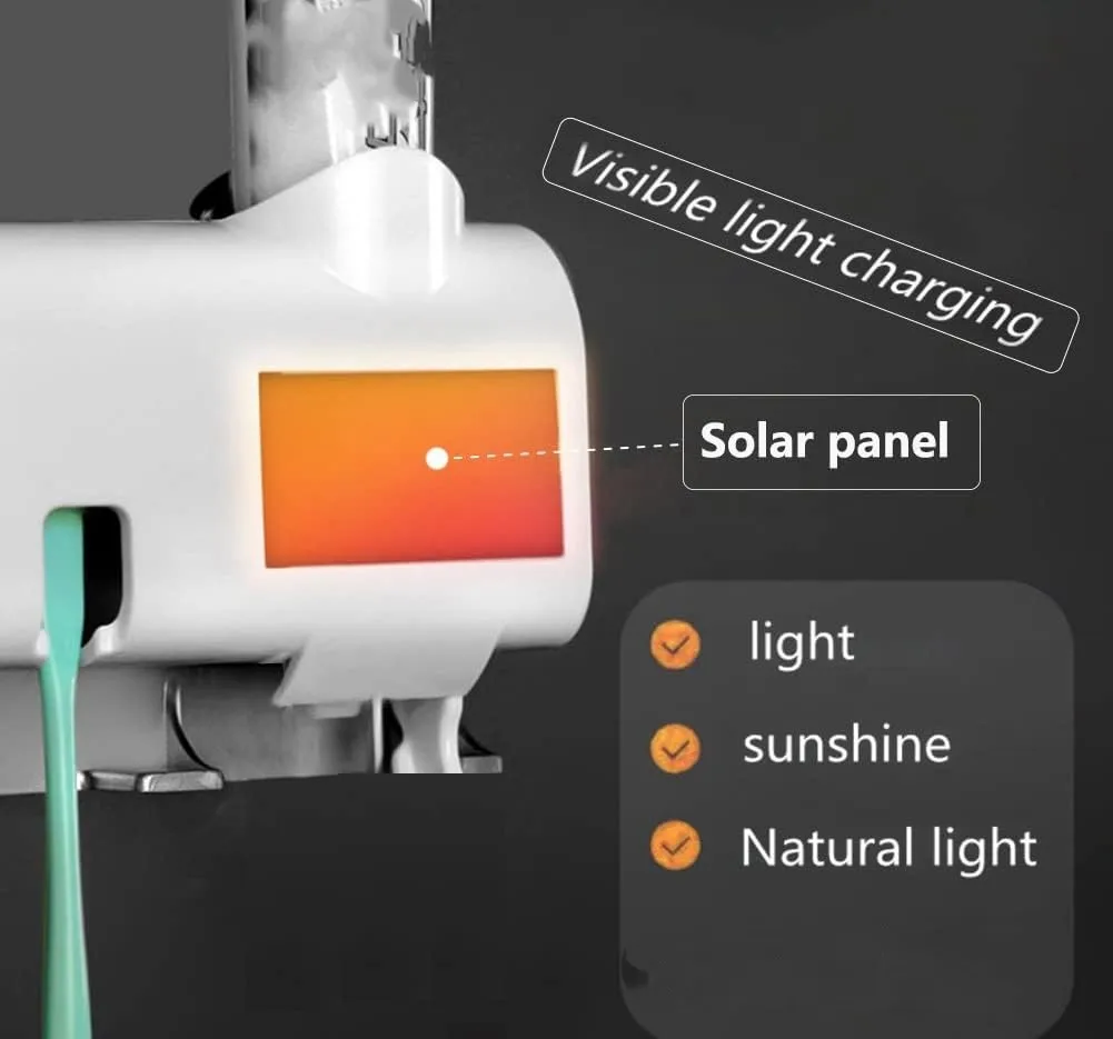 Toothbrush Holder Set Solar Power Wall Organizer Black
