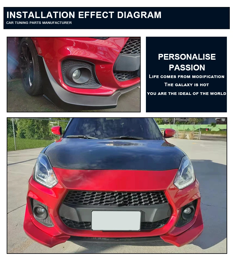 Carbon Fiber Body Kit For Suzuki Swift Zc33s Upgrade Modification Front