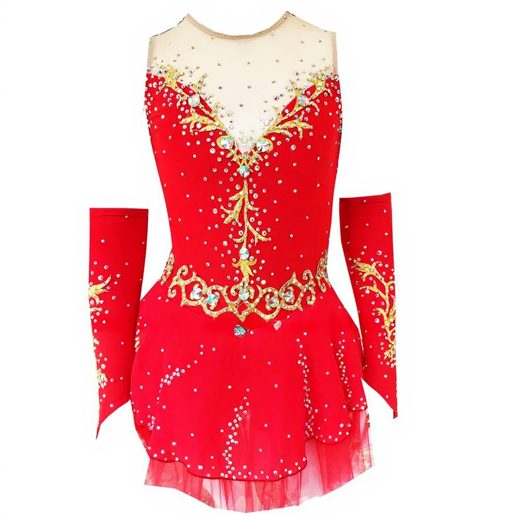 Figure Skating Dress Women's Girls' Ice Skating Dress Red Competition  Skating Performancewear Costumes