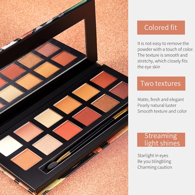 OEM изображения частная марка 12 цветов прессованная Водонепроницаемая Косметика долговечная Пудра для макияжа глаз бровей Палитра