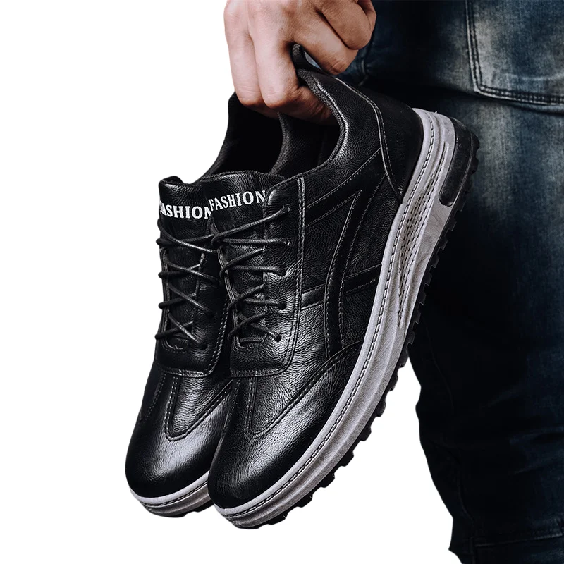 2021 Winter New Men's Shoes Round Toe Formal Laceup Leather Shoes Pu