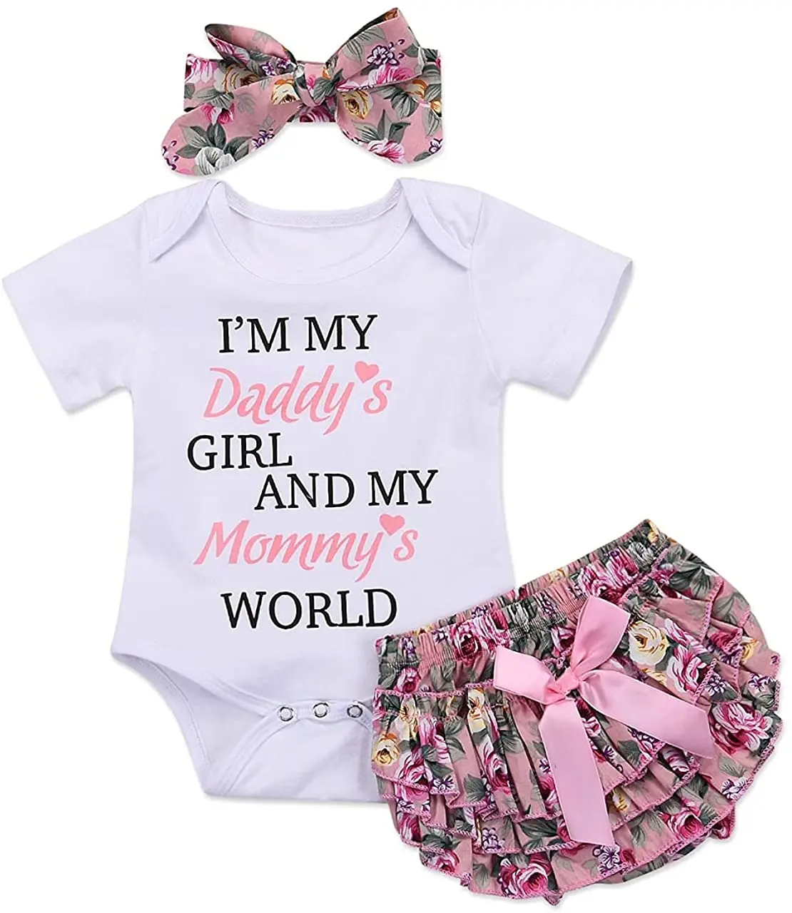 3pcs Newborn Baby Girl Romper Jumpsuit Bodysuit +pants Shorts+headband  Outfit Set - Buy Baby Girl Romper,Jumpsuit Bodysuit,Pants Shorts+headband  Outfit Set Product on 