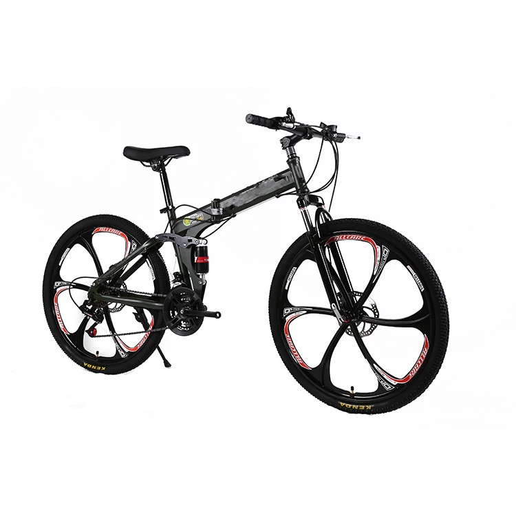Wholesale 26 Inch Folding Bike Carbon Steel Mtb 21-speed Double Disc Brake  Foldable Mountain Bikes Full Suspension for Adults