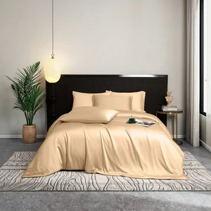 Organic Luxury Woven 100% Bamboo Non-Disposable Solid Simple Quality 300tc All-Season Customizable Wedding Four-Piece Bed Set