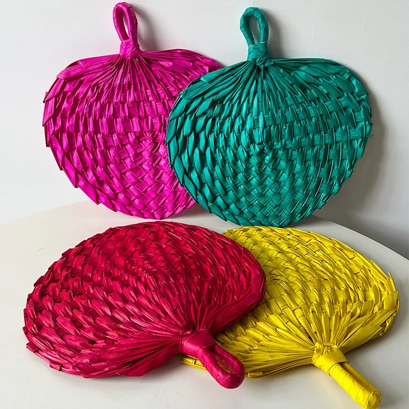 Rich Color Boho Rustic Portable Hand Bamboo Fans Hand Made Unique Wall Hanging Decor Bali Indoor Outdoor Decorations