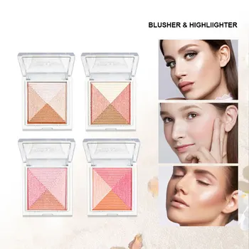 Private Label Cosmetics Natural Highlighter Brightening Contouring Palette Multifunctional Makeup Contour Blush Palette