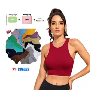 Custom Basic Casual Crop Recycled Knit Racerback White Gym Ribbed Women Yoga Tank Tops