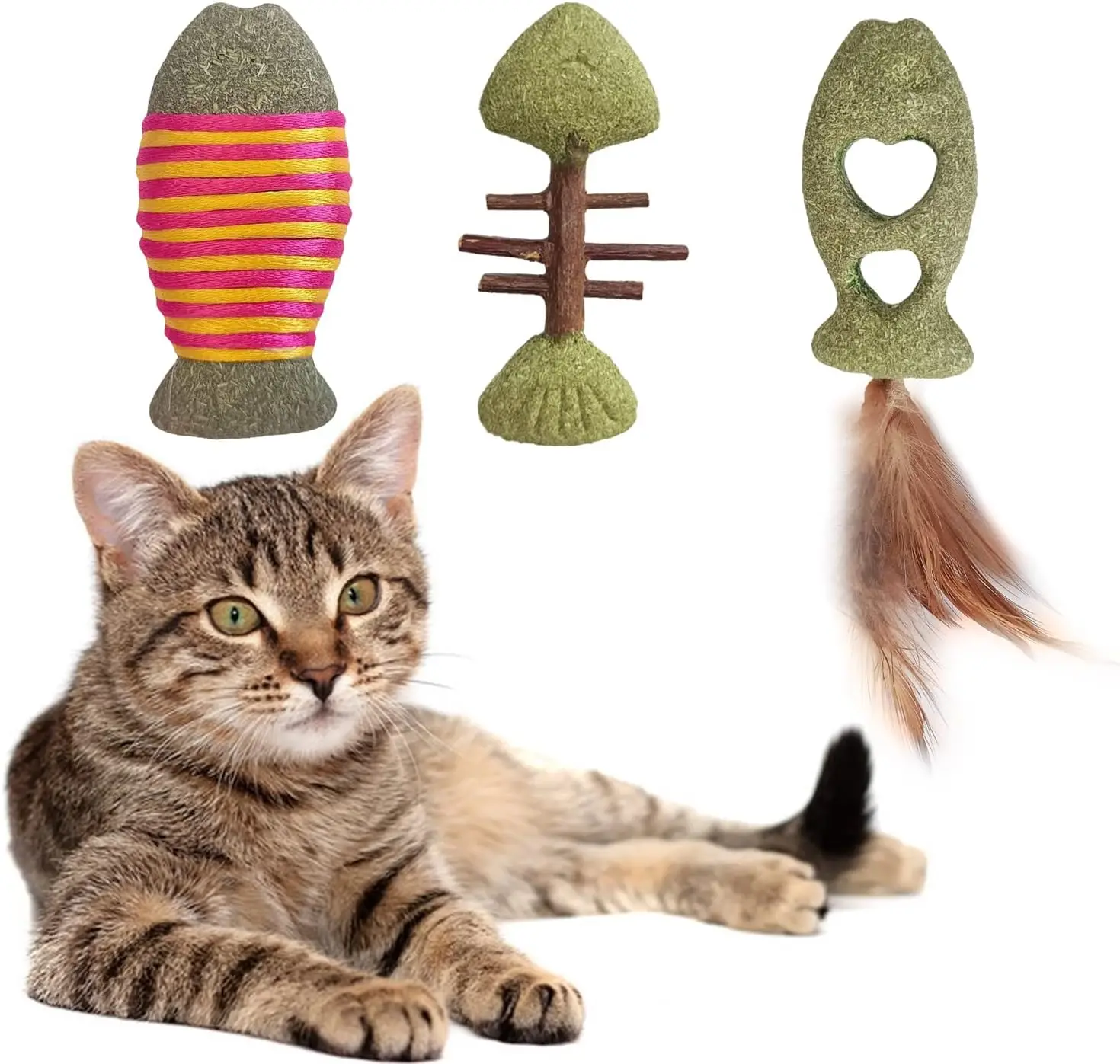3 In 1 Self Adhesive Edible Pet Cat Catnip Toys Wall Fish Shape With