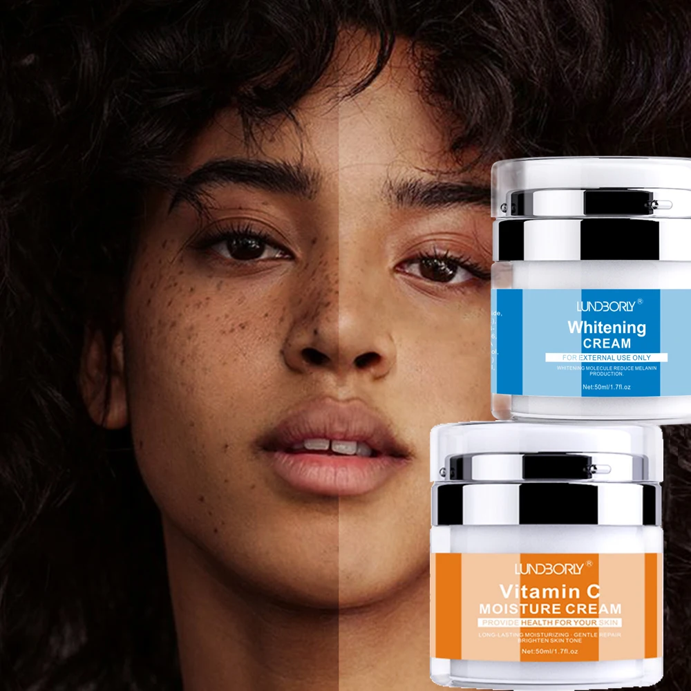 Pretty Cowry Natural Face Care Set Hyaluronic Acid Face Cream Private Label Reduce Melanin Vitamin C Retinol  Whitening Cream