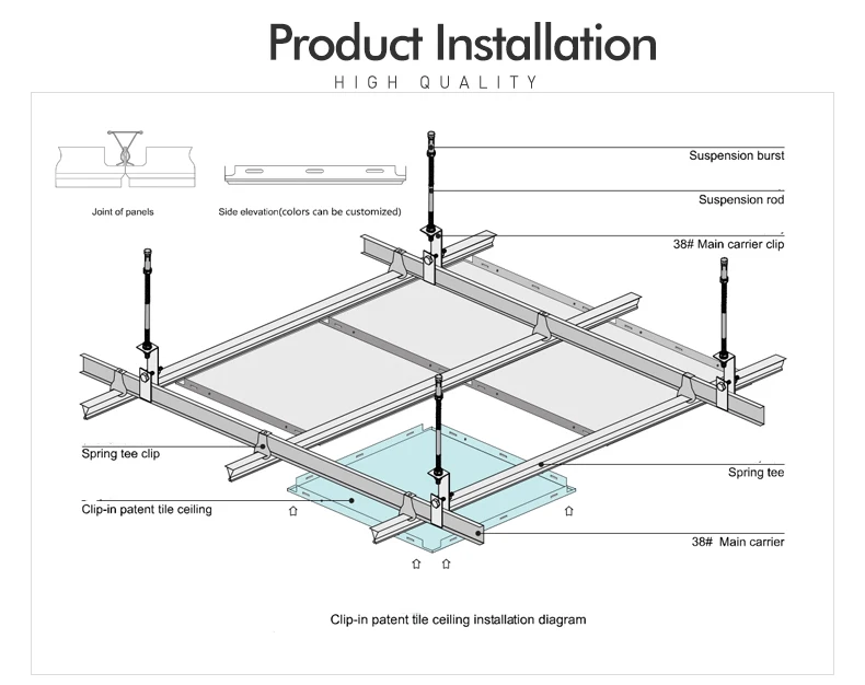 Clip In System Aluminum Suspended Ceiling