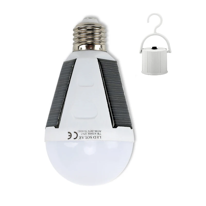 Solar LED Bulb Portable E27 Rechargeable LED Solar Lamp 7W 12W 85V-265V White Light for Camping Hiking Emergency Hurricanes