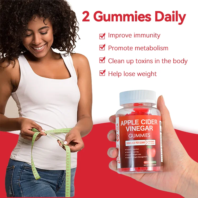 Private Label Organic Apple Cider Vinegar Capsule Gummies Acv Gummy With The Mother For Immune