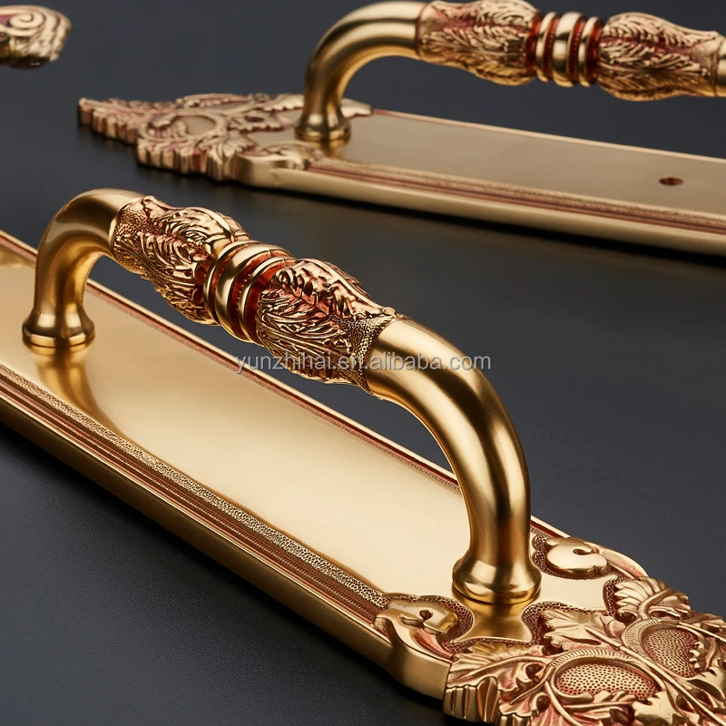 YZH Factory Price Classical Style All Copper Handle Lock for Double Wooden Main Door