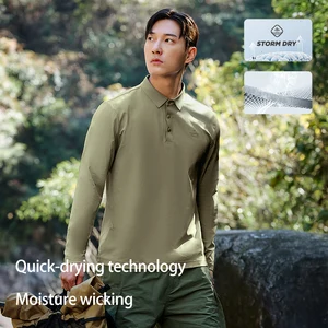 PELLIOT Quick-drying T-shirt Men Antibacterial Long-sleeved Tops Polo Shirts Breathable Fitness Clothes Outdoor Dry Sports