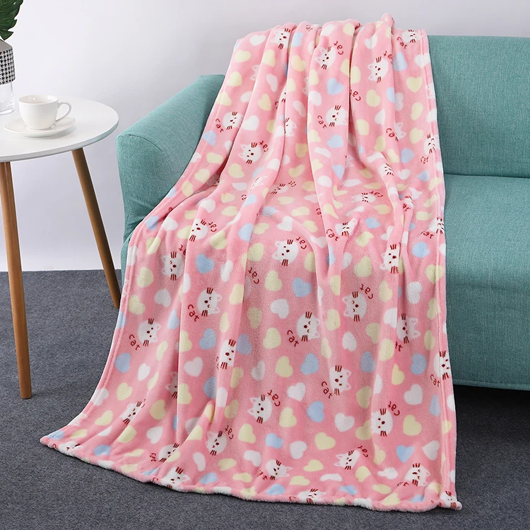 Coral Fleece Blanket Custom Logo Patterned Towel Throw Blankets Super Soft Coral Fleece Blanket