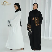 Loriya Islamic Clothing Latest Saudi Arabia Embroidery Black Abayas Muslim Open Cardigan Kimono Abaya Women Muslim Dress