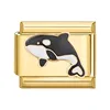 YWXH-98-Black whale on gold background