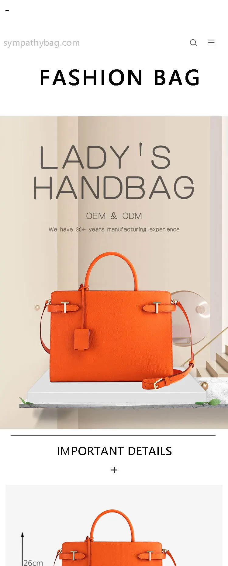 Sympathybag Handle Handbag With Wide Strap Fashion Women Genuine ...