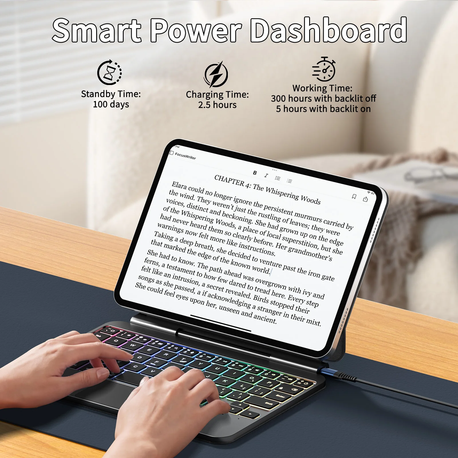 product laudtec case for ipad mini 6 83inch wireless keyboard case with rgb backlight touchpad adjustable stand ultra thin black-7